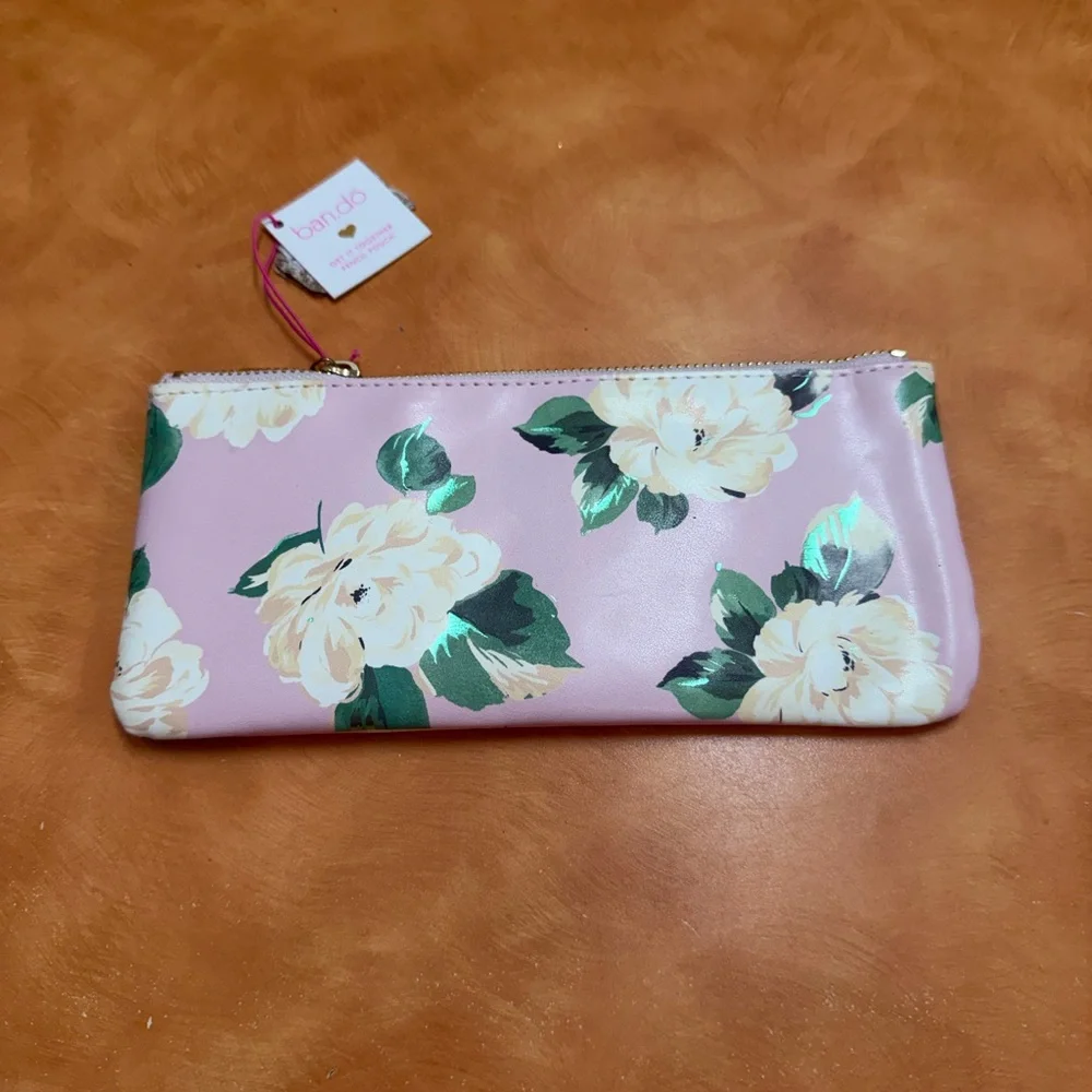 Ban.do Pink and Cream Floral Pencil Case
